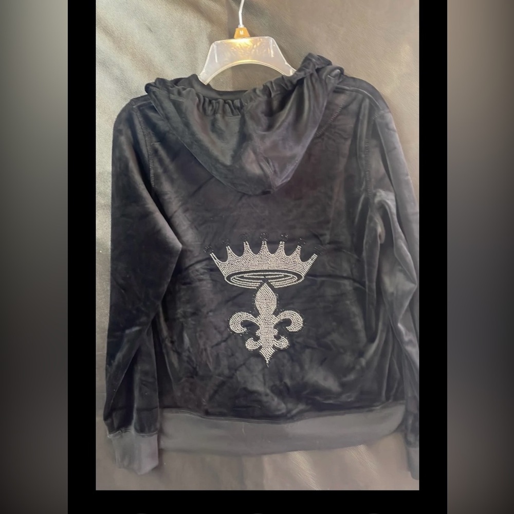 White Mark Velour Bling Full zip Jacket! Women’s Medium